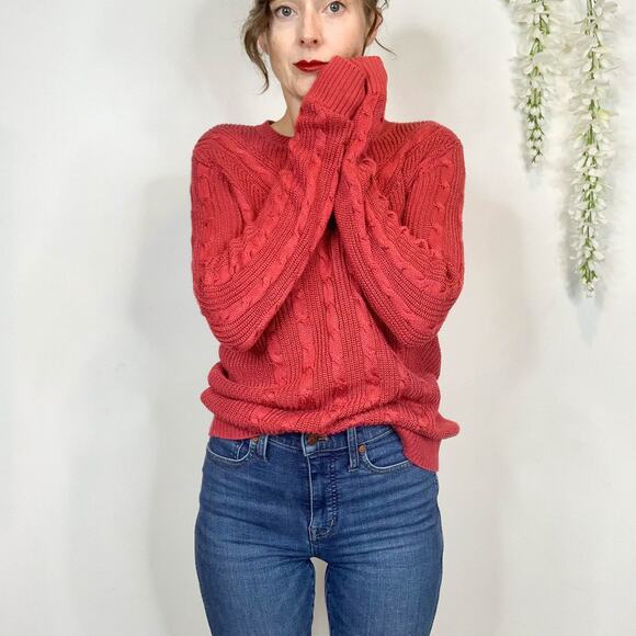 LAUREN RALPH LAUREN black label chunky cable knit sweater pink academia 2554 - Picture 13 of 13